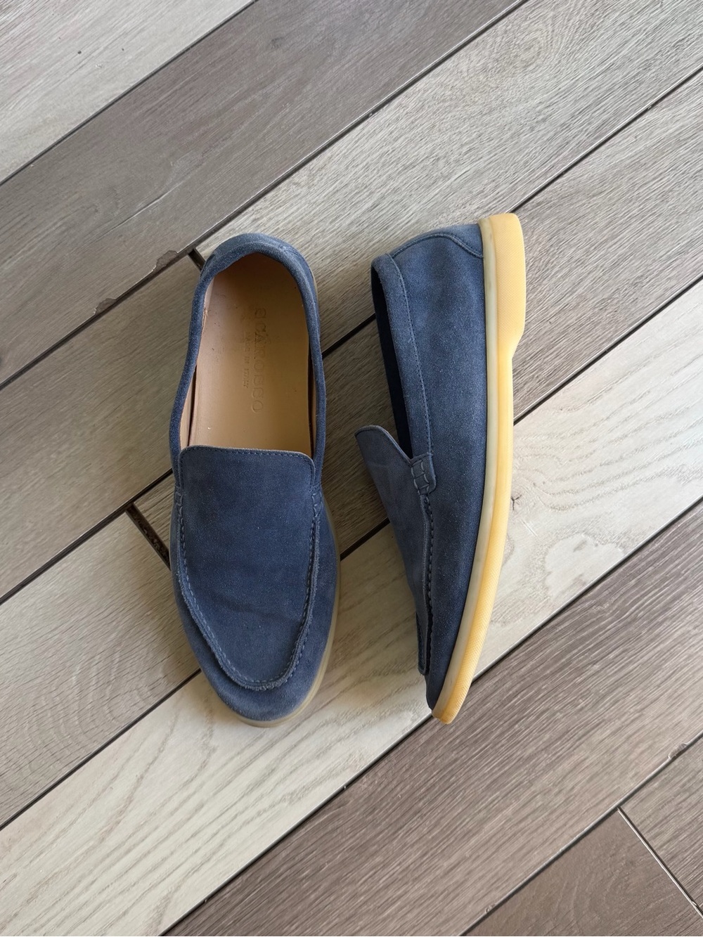 SCAROSSO Ludovica Steel Suede Loafers  - Women’s